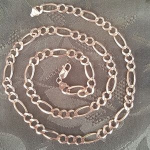 14kGold Italian Figaro Neckless(23" Diamond Cut)